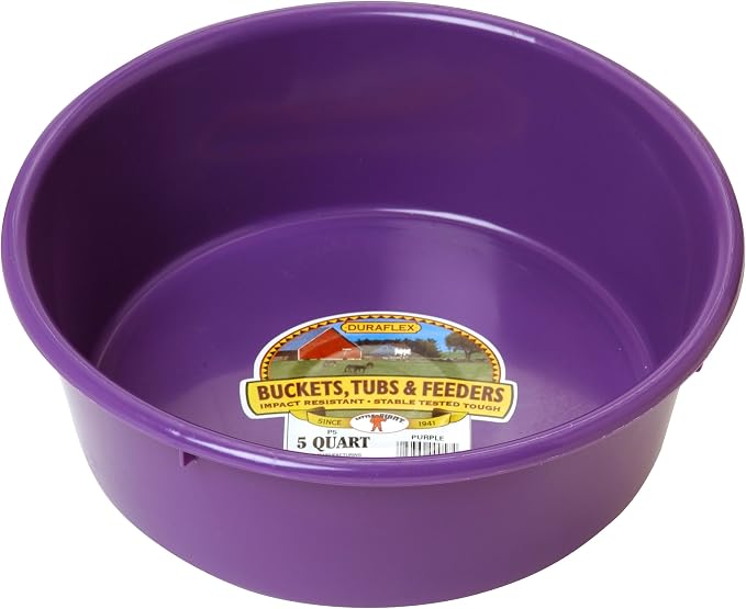 Little Giant® Plastic Utility Pan | Feed Pan | Durable & Versatile Livestock Feeding Bucket | Made in USA | 5 Quart | Purple