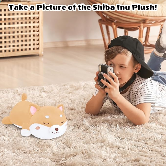 Finebee Weighted Shiba Inu Stuffed Animals, Cute Weighted Dog Plush, Soft Comfort Stuffed Weighted Shiba Inu Plushie Gifts for Kids & Adults (9.8" 0.8Lbs)