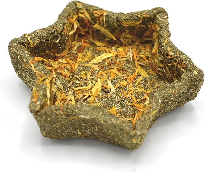 Oxbow Enriched Life Timothy Star Dish, Timothy Hay Chew, Small Animal Toy for Rabbits, Guinea Pigs, Hamsters, Gerbils, and Chinchillas, Enrichment Accessory, Safe Chew Toy, Hay Play Dish