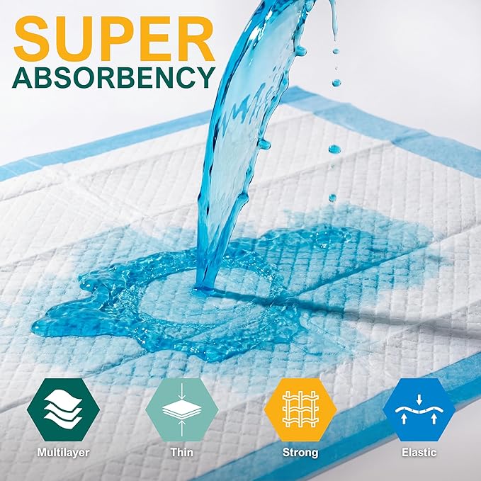 MED PRIDE Disposable Underpads 17'' x 24'' (300-Count) Incontinence Pads, Bed Covers, Puppy Training | Thick, Super Absorbent Protection for Kids, Adults, Elderly | Liquid, Urine, Accidents