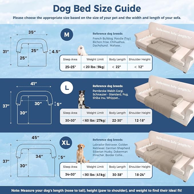 Large Cooling Dog Bed Mat - 41 x 37 inch Waterproof Couch Cover for Dogs Washable, Non-Slip Bottom Self Cooling Mat for Dogs, Durable & Non-Gel, Dog Couch Bed for Sofa Floor Car, Taupe