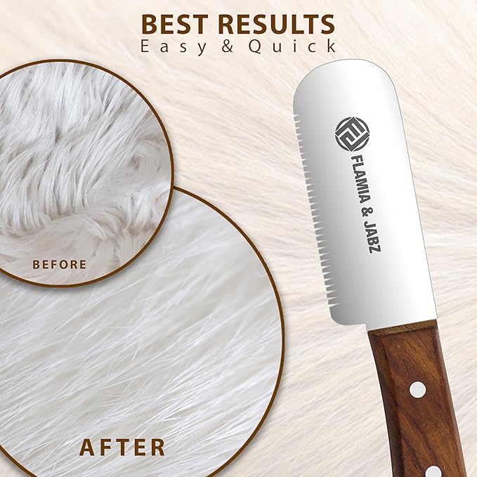 Professional Dog Grooming Hand Stripping Knife, Stripper Trimmer Tool, Red Meranti Wooded Handle non slip grip with Tripping Stainless Steel blade (Fine, Right Handed)