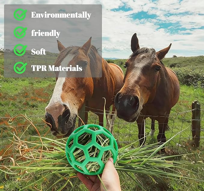 Goat Feeder Hanging Feeding Toy,Horse Treat Hay Feeder Toy, Durable TPR Feeding,for Horse Goat Sheep Relieve Stress,Stretch-Resistant Design（Green）