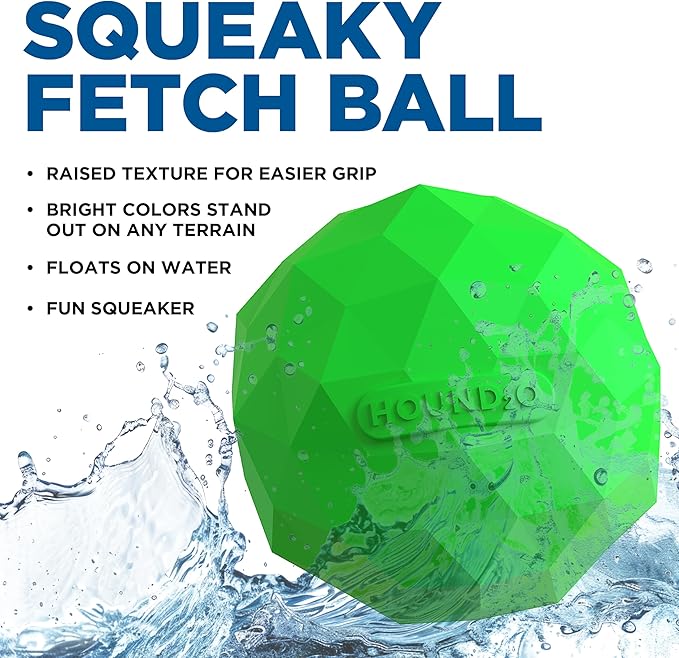 Dog Toys | Squeaky Fetch Ball for Dogs | Bright Green Floating Outdoor Dog Ball with Squeaker