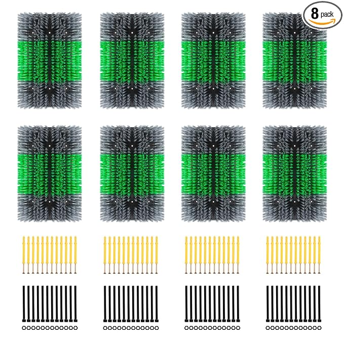 Extra Large Size Livestock Scratching Brush, Upgraded Horse/Goat/Cow/Cattle Scratcher Brush for Grooming, Itch Relief Horse Scratcher Brushes Kit with Two Sets of Mounting Screws(8-Pack,Gray)