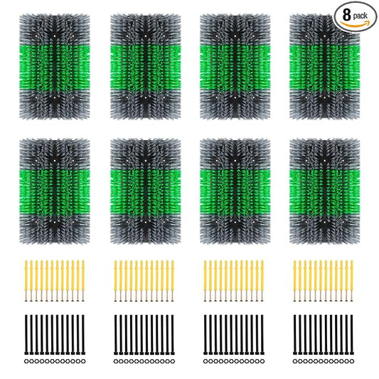 Extra Large Size Livestock Scratching Brush, Upgraded Horse/Goat/Cow/Cattle Scratcher Brush for Grooming, Itch Relief Horse Scratcher Brushes Kit with Two Sets of Mounting Screws(8-Pack,Gray)