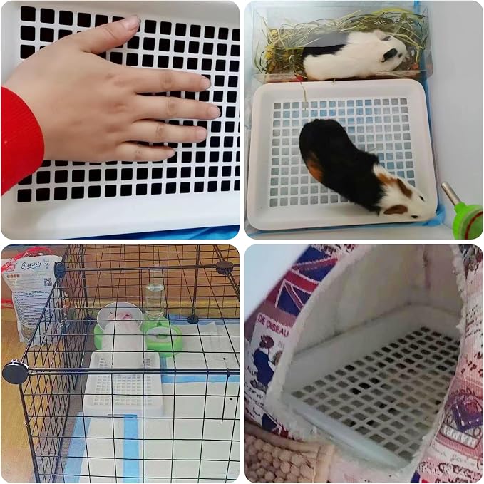 Generic Guinea Pig Toilet, Small Animal Potty Trainer Corner, Square Rat Litter Bedding Box with Small Broom, Dustpan, Small Pet Litter Toilet for Guinea Pigs, Chinchilla, Ferret,Galesaur…