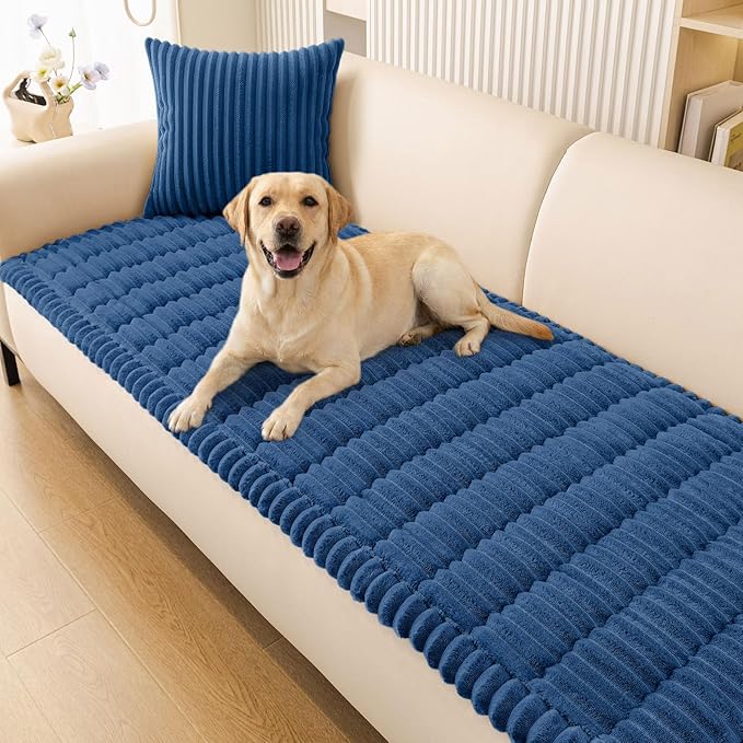 Smiry Couch Cover for Dogs, Non Slip Washable Sofa Protector for Pets, Soft Furniture Cover for Pet, Stylish Sofa Covers, Cozy Protect Against Fur, Dirt & Everyday Messes (Navy Blue, 27.6" x 88")