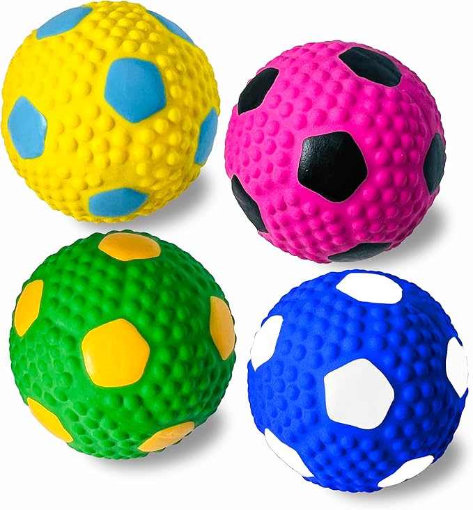 HOLYSTEED Squeaky Dog Toys for Medium Dogs 4pcs, 2.6 Inch Latex Squeak Dog Balls - Soft Bouncy Fetch & Chew Toys for Medium and Large Breeds Like Beagle, Border Collie, Samoyed, Husky, Labrador