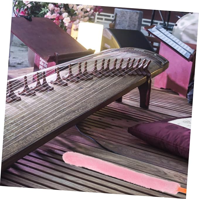 BESPORTBLE Zithers Cleaning Brush Soft Rabbit Hair Comfortable Handle Long Bristles for Dust Removal for Guqin Musical Instrument Care Pink