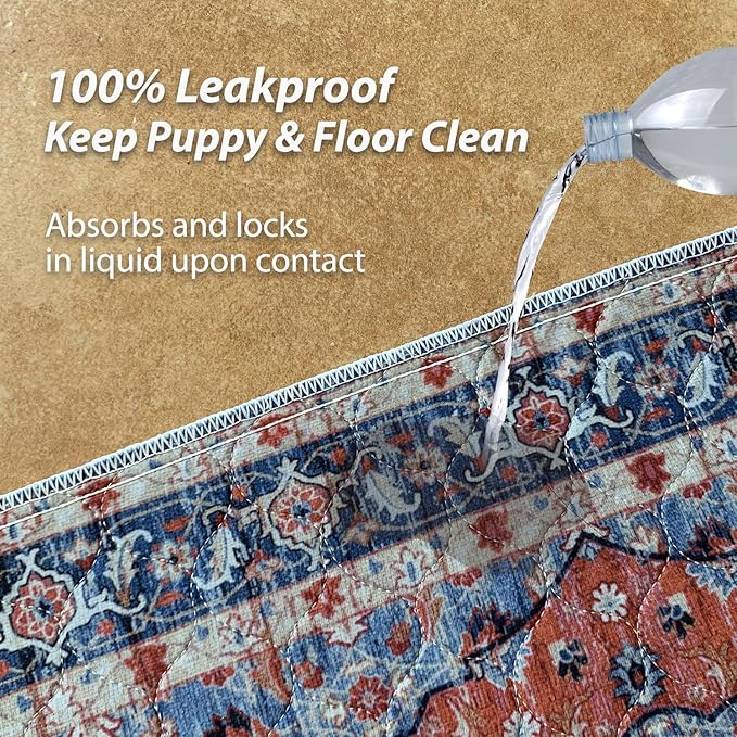 nunubaby Washable Pee Pads for Dogs, Stylish, Non-Slip and Leak-Proof Pee Pads. Reusable Potty Pads for Dogs for Crates and Floors.(Red/Floral, 31" x36" )