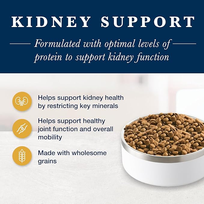 Blue Buffalo Natural Veterinary Diet K+M Kidney + Mobility Support Dry Cat Food, Chicken 7-Lb Bag