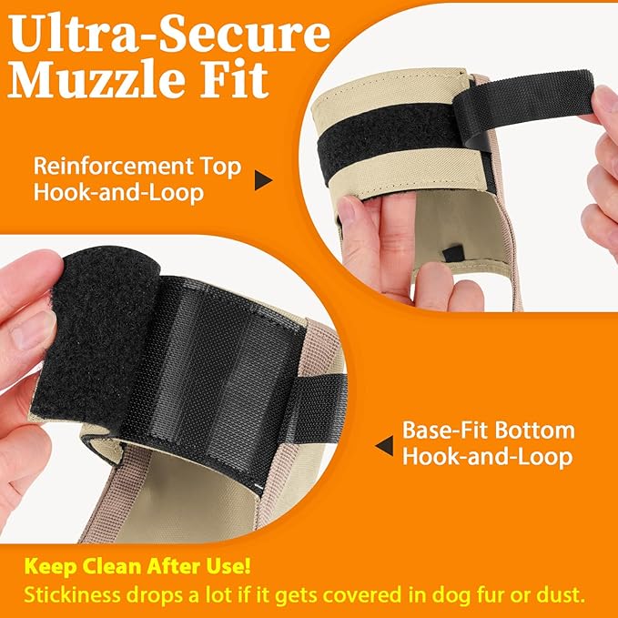 Mayerzon Dog Muzzle for Large Medium Small Dogs, Adjustable Fit, Soft & Sturdy Fabric, Prevents Fierce Barking Biting Chewing, Ideal for Grooming Walking Vet Visits, Allows to Pant Drink (Khaki, L)
