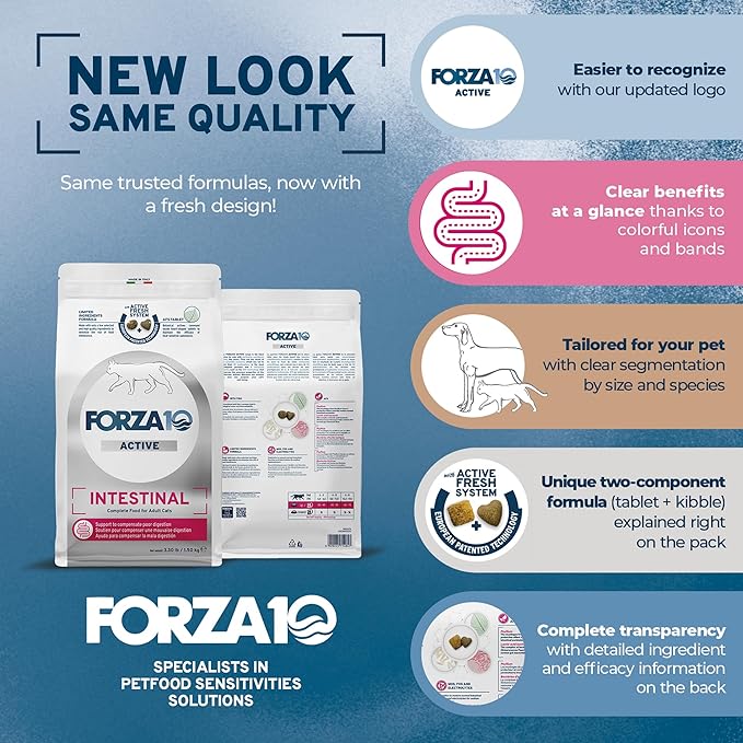 Forza10 - Cat Food, Vet-Apoorved Pet Food for Sensitive Stomachs and Digestive Support, Non-GMO, Fish Flavor, Made in Italy (0.88 lb)