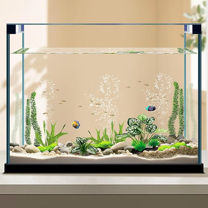 Moonorange Reptile Artificial Plants, Terrarium Plants Decorations Supplies, Aquarium Fish Tank Plant, Amphibian Habitat Hideout Tank Accessories (M Set-2pcs/B)