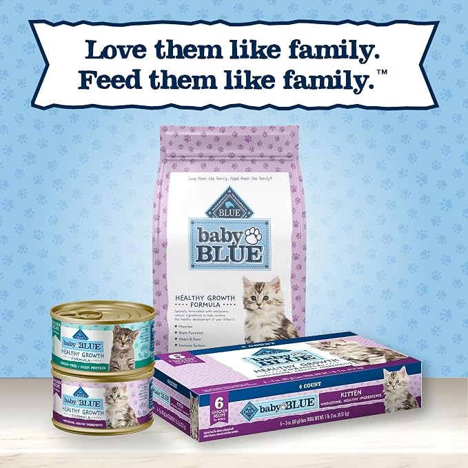Blue Buffalo Baby Blue Natural Kitten Wet Cat Food, Healthy Growth Formula with DHA, Chicken Recipe Multi-Pack, 3-oz. Cans (Pack of 24)