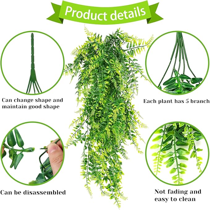 QUOZUO Bearded Dragon Tank Accessories, Terrarium Hanging Plant Vines Artificial Leaves Reptile Hide, Bridge Jungle Climber Reptile Vines for Snakes Bearded Dragon Chameleon Gecko Lizard