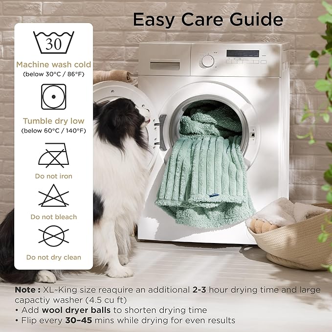 Bedsure ComfyFleece™ Waterproof Dog Blankets for Large Dogs - Soft Pet Cat Blanket Corduroy Fleece for Bed Protector Washable, Cozy Calming Reversible Furniture Protection,60"x80", Garden Green