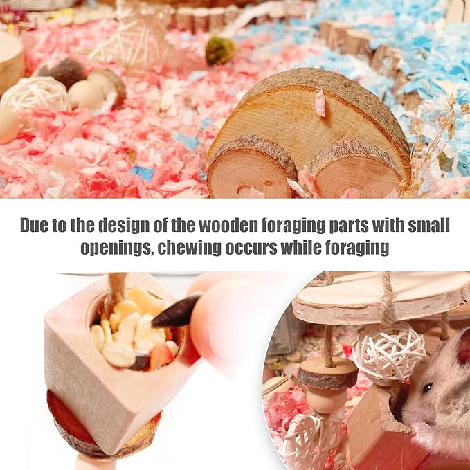 12 PCs Hamster Toys for Hamster, Gerbils, Mice, Rats, and Other Small Animals - Natural Molar Chew Toys to Promote Teeth Grinding, Reduce Boredom and Anxiety