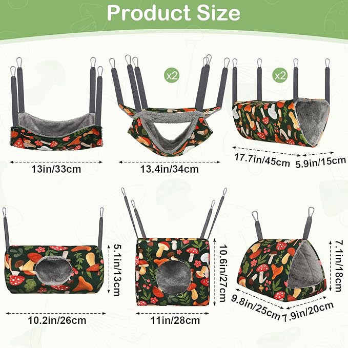 Ferret Hammock 8 Pack Guinea Pig Hammock Washable Rat Chinchilla Hammock Hamster Cage Accessories Cozy Ferret Bed Toys for Small Animals Pet Sugar Glider