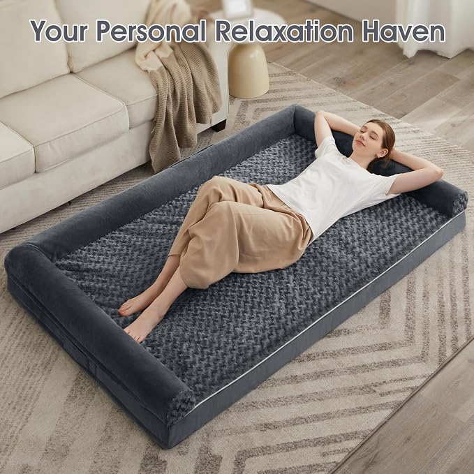 BFPETHOME Orthopedic Washable Dog Beds Large Sized Senior Dog for Comfy Sleeping with Removable Cover, Waterproof Big Soft Pet Couch Bed for Dogs Relax