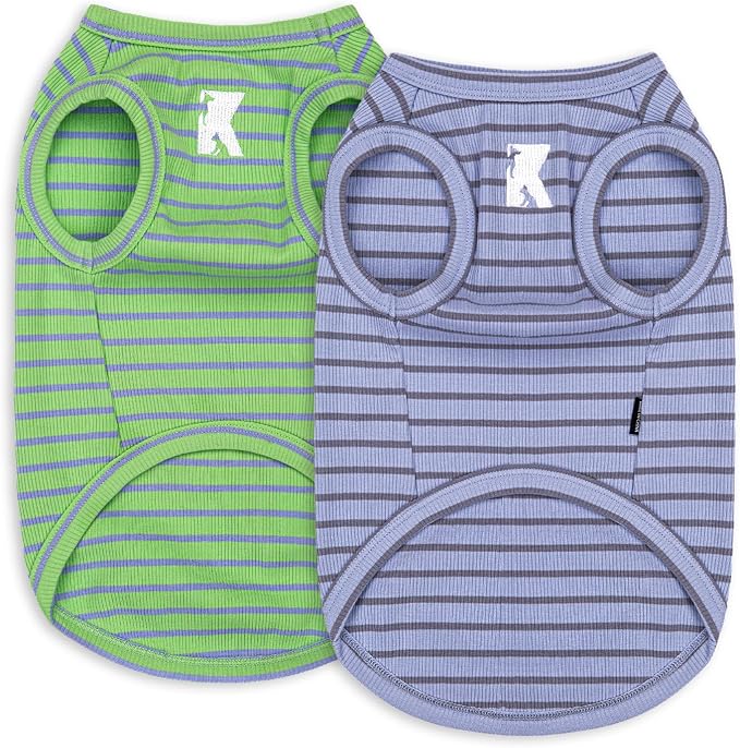 Koneseve Dog Shirt 2 Pack Breathable Sleeveless Vest, Stretchy & Soft, Purple & Vivid Green Size 6XL