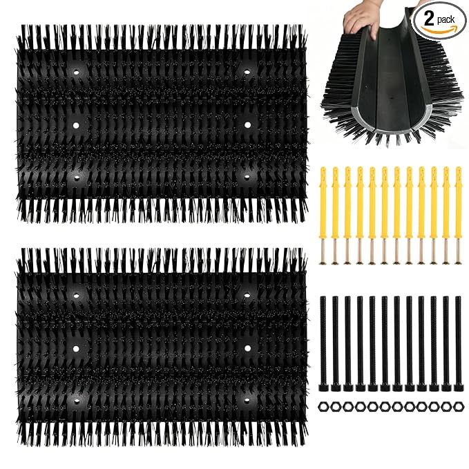Extra Large Size Livestock Scratching Brush, Upgraded Horse/Goat/Cow/Cattle Scratcher Brush for Grooming, Itch Relief Horse Scratcher Brushes Kit with Two Sets of Mounting Screws(2-Pack,Black)