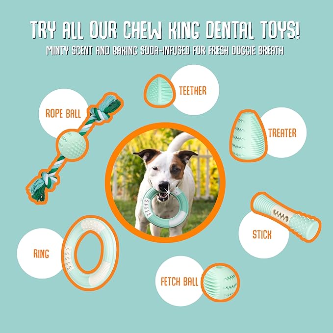 Chew King by Mammoth Dental Dog Toy Collection, Ring Clinically Proven to Remove Plaque