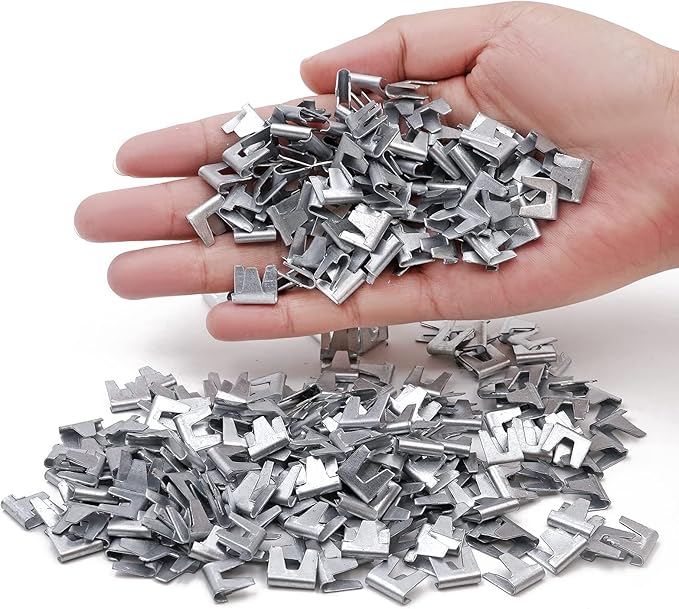 900pcs Rabbit Chicken Wire Cage Clips with Fence Pliers Hog Rings Snap-Ring Pliers Wire Clamp Tool Fasten Clips Buckle Pliers for Building Installation Wire Cage Pet Bird Quail