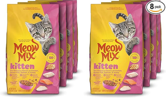 Meow Mix Kitten Li'L Nibbles Dry Cat Food,3.15 Pound Bag,(Pack of 8)