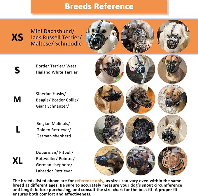 BARKLESS Dog Muzzle, Basket Muzzle for Biting, Chewing and Scavenging, Humane Cage Mouth Cover, Perfect for Grooming and Training Small Aggressive Reactive Dogs (XS, Black)