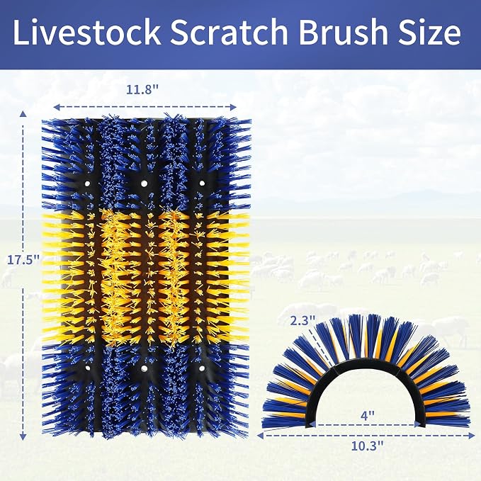 Livestock Scratching Brush, 2Pcs Upgraded Large Cattle Scratcher with 12 Screws, Horse Brushes for Grooming, Relieve Itching on the Back, Livestock Supplies for Horse, Goat, Cow, Pig(XL Brush)