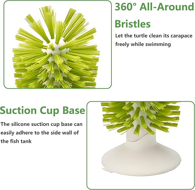 Turtle Brush with Suction Cup-Tortoise Shell Cleaner&Scratch Tool for Turtle Tanks-Aquatic Turtle Tank Accessories(3Pcs)