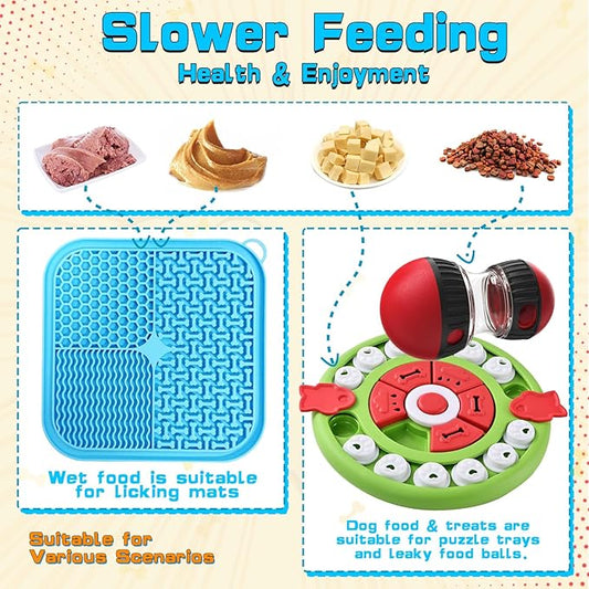 Dog Puzzle Feeder for Small/Middle Breeds - Adjustable Treat Dispenser Funny Slow Feeder Puppy Enrichment Training Toy Pet Interactive Toys Lick Mat Dogs to Keep Dog/Cat Busy