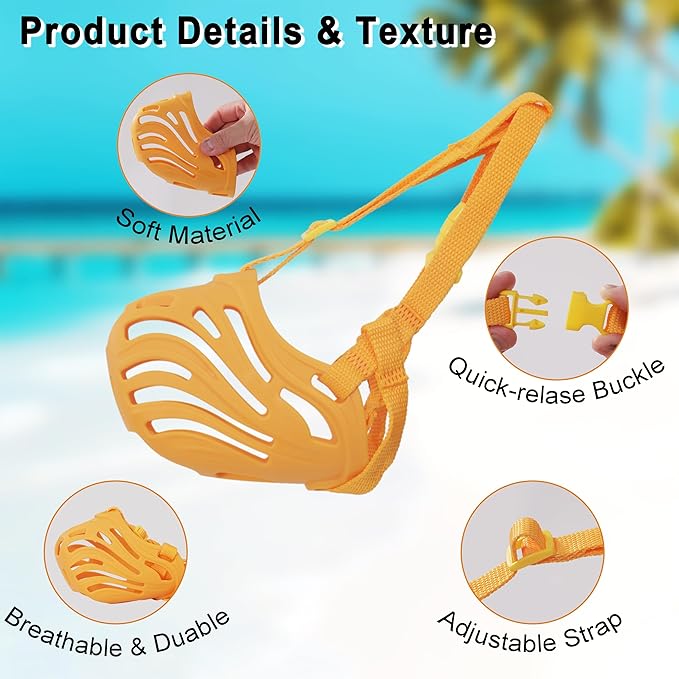 Dog Muzzle for Large Dogs Silicone Dog Muzzle, Dogs can Pant and Drink to Prevent Biting, Chewing and Barking (Orange, L-6)