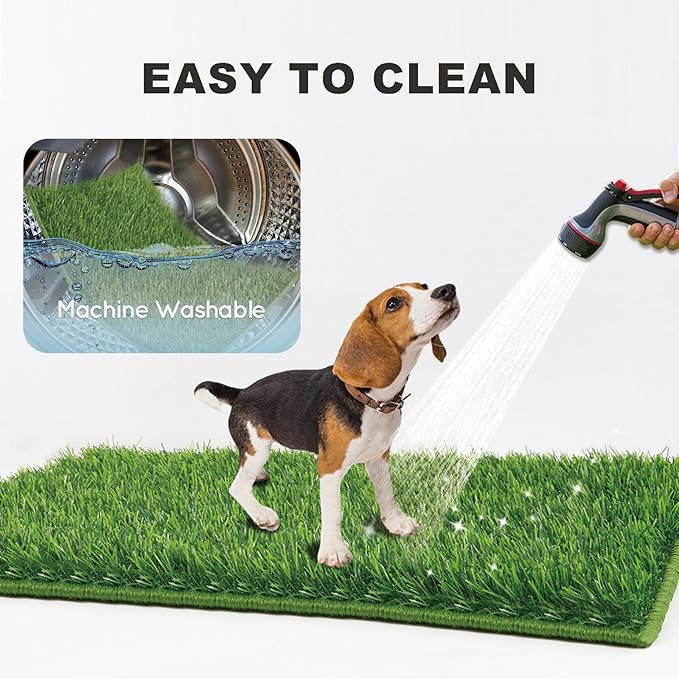 HQ4US 4LEGS Dog Grass Pad with Tray Small 23" x 16", Dog Puppy Litter Box with Odor Free Artificial Grass Pee Pads for Dogs Potty Tray with Hemmed Edge, Realistic for Indoor Balcony