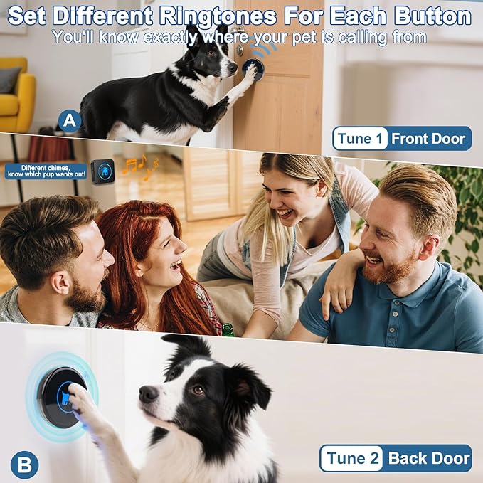Dog Door Bell 2026 Enhanced Touch, Wireless Doggie Doorbell for Potty Training to Go Outside, IP65 Waterproof, 1000ft Range, 55 Melodies, 5 Modes & Adjustable Volume, 1 Buttons