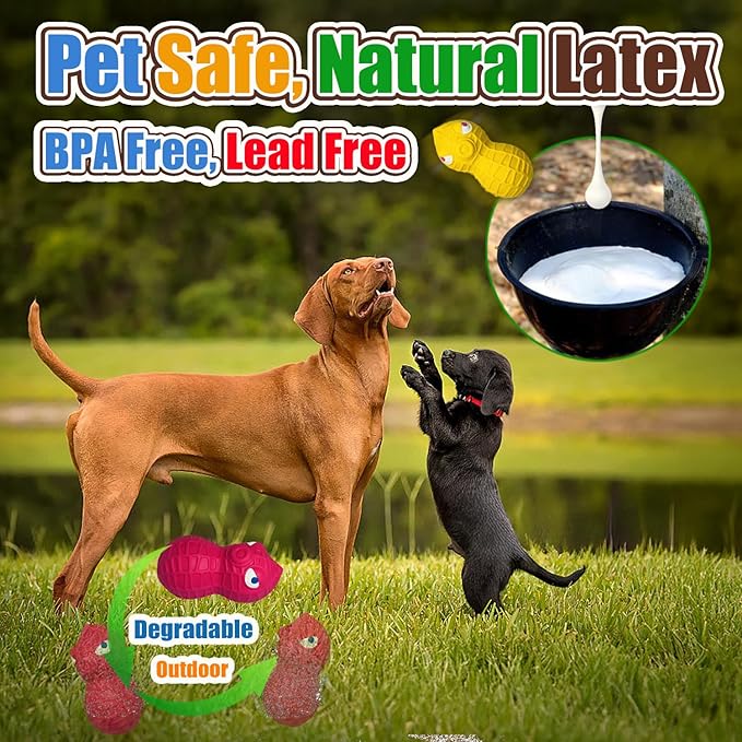 HOLYSTEED Latex Squeaky Dog Toys for Large Dogs – Natural Latex Dog Squeaky Balls for Dogs Big, Soft Rubber Dog Squeak Toys with Squeaker, Interactive Fun for Indoor & Outdoor Play
