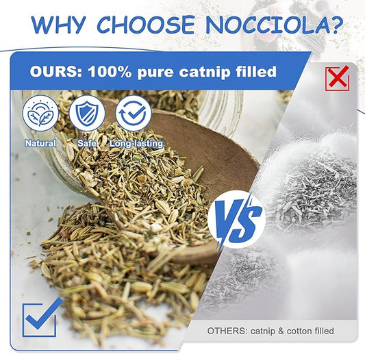 Nocciola 3 Pack Catnip Toys for Cats, Funny Cat Toys Filled with 100% Pure Organic Catnip, Safe Kitten Teething Chew and Kicker Toys, Stress Relieving Fun for Indoor Cats, Blue