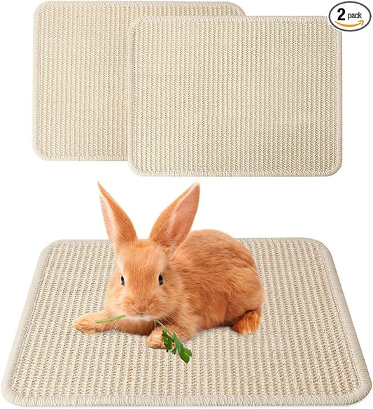 Bunny Scratching Pad for Rabbit: 2pcs Natural Sisal Mats for Small Animal,Claws & Teeth Care for Rabbit,Chew Toys for Grinding or Bedding for Sleeping Indoor