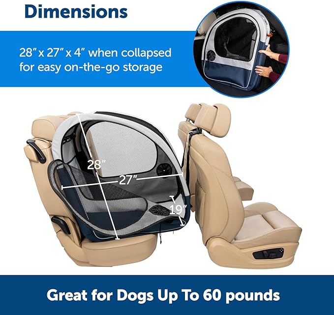 PetSafe Happy Ride Collapsible Dog Car Crate, Foldable Travel Crate for Pets Up to 60 Lbs