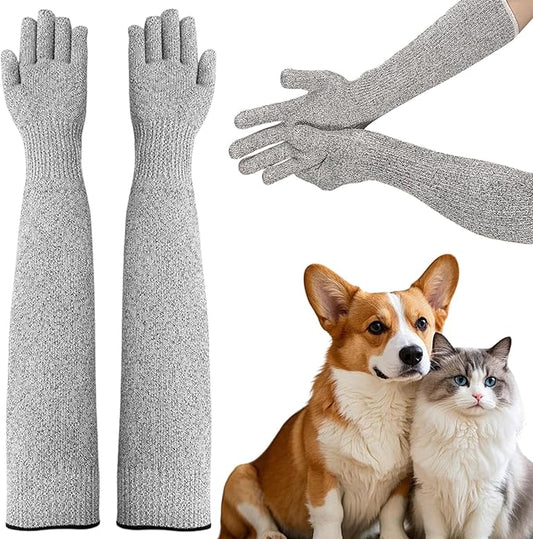 Cat Gloves Bite Proof, Cat Grooming Supplies, 15.74 in Cat Mittens to Prevent Scratching, Extra-Long Durable Bite Resistant Gloves, Bite Proof Gloves for Pet Grooming, Nail Trimming & Arm Protection