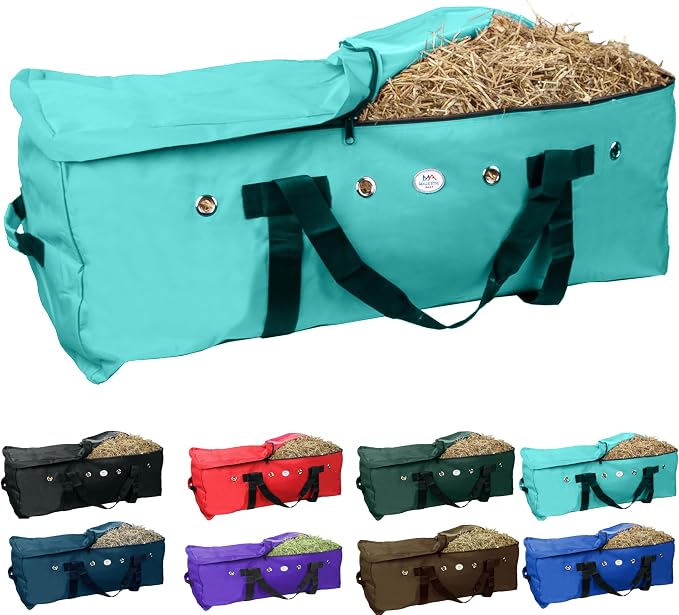 Majestic Ally 1200 D Nylon Fabric Large 44” x 20” x 16” and Extra Large 52" x 27" x21" Heavy-Duty Hay Bale Storage Bag (Turquoise, Large)