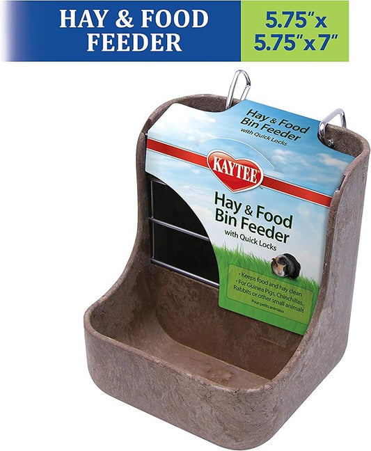 Kaytee Hay & Food Bin Feeder with Quick Locks for Pet Rabbits, Chinchillas, Guinea Pigs and Other Small Animals (Pack of 2)