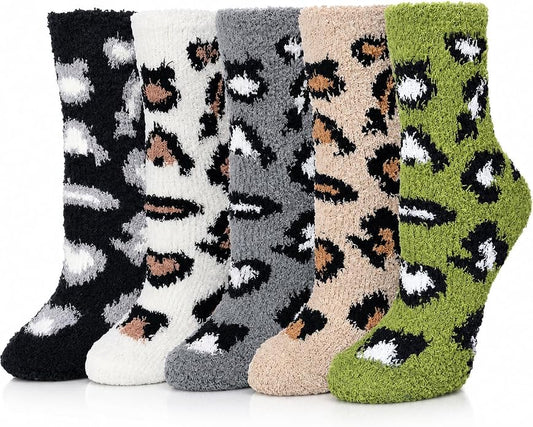 Ginmewrae Women Fuzzy Socks Cozy Soft Fluffy Cute Animal Slipper Socks Sleeping Warm Socks Christmas Gift for Girls