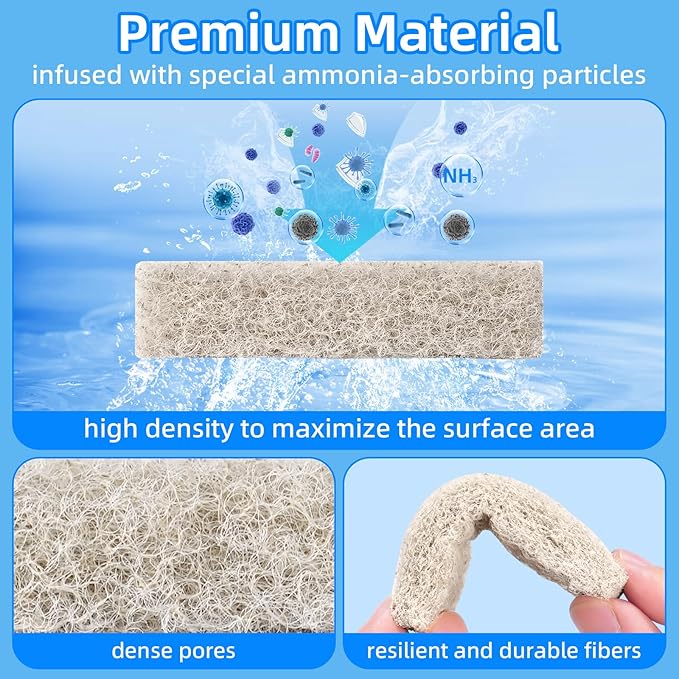 AQUANEAT 6-Pack Replacement Ammonia Reducer Pads Compatible with Aqueon QuietFlow 10 LED PRO and SmartClean 10-20 Gallons Aquarium Power Filter