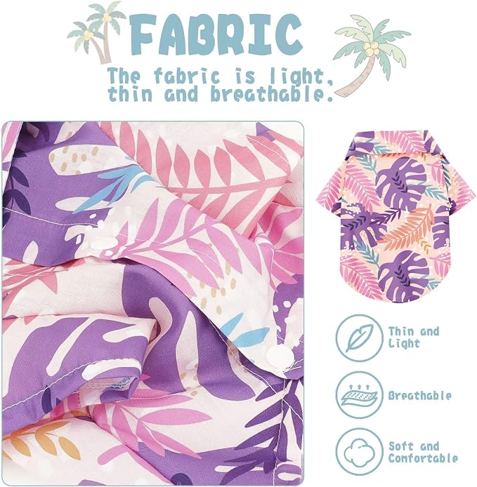 Hawaiian Dog Shirt – Lightweight and Breathable Summer T-Shirt with Tropical Prints, Fun Beach Outfit for Small, Medium, and Large Dogs, Perfect for Hot Days and Outdoor Vacation.Palm Leaves XXL