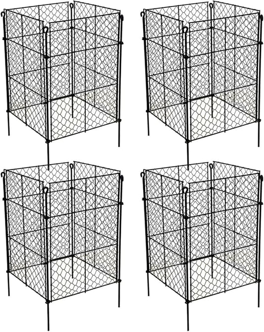 4 Pack Plant Protectors from Animals, 16Pcs DIY Plant Cages 12.6"x12.6"x16", Chicken Wire Garden Animal Barrier, Keep Rabbits & Chipmunks Out for Vegetables, Shrubs & New Plants