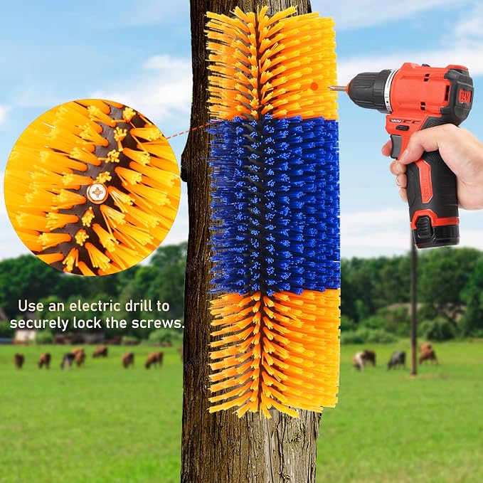 4PCS Livestock Scratch Brushes, Horse Scratcher Full Massage Brush Kit for Relieving Itching, Yellow