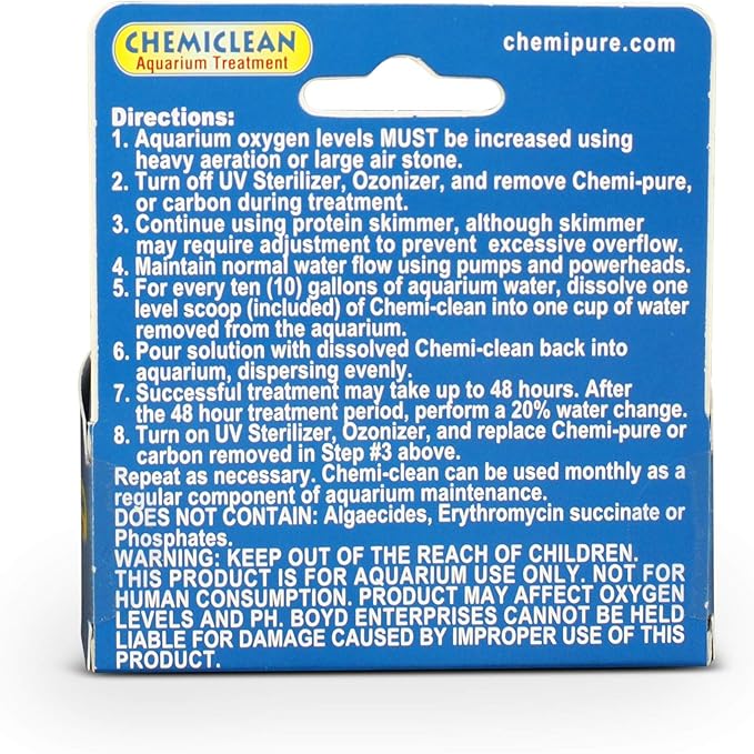 Boyd Chemiclean 2g Treats up to 300 Gallons - Effective Cyanobacteria Chemi-Clean for Marine & Freshwater Aquariums, Safe for Fish, Corals & Invertebrates
